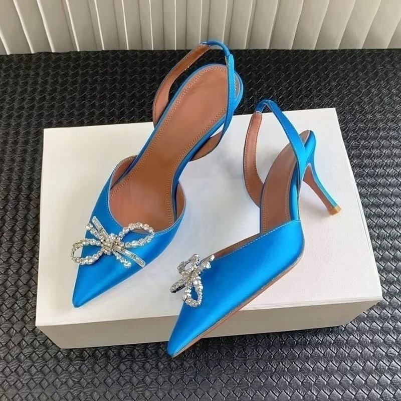 Crystal Bow-knot Thin Heels Sa - Slip Dress Satin 评论和价格